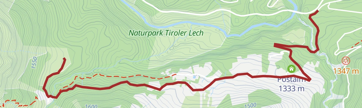 Route map: Steeg - Zur Gamsvroni